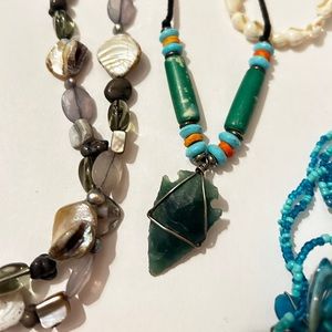 Summer Costume Jewelry Lot of 9 Necklaces and Bracelet Shells